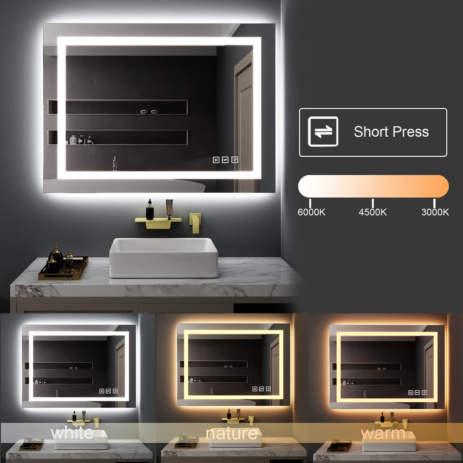 AXOR Universal Circular Modern Shaving Mirror in Brushed Nickel, 42849820