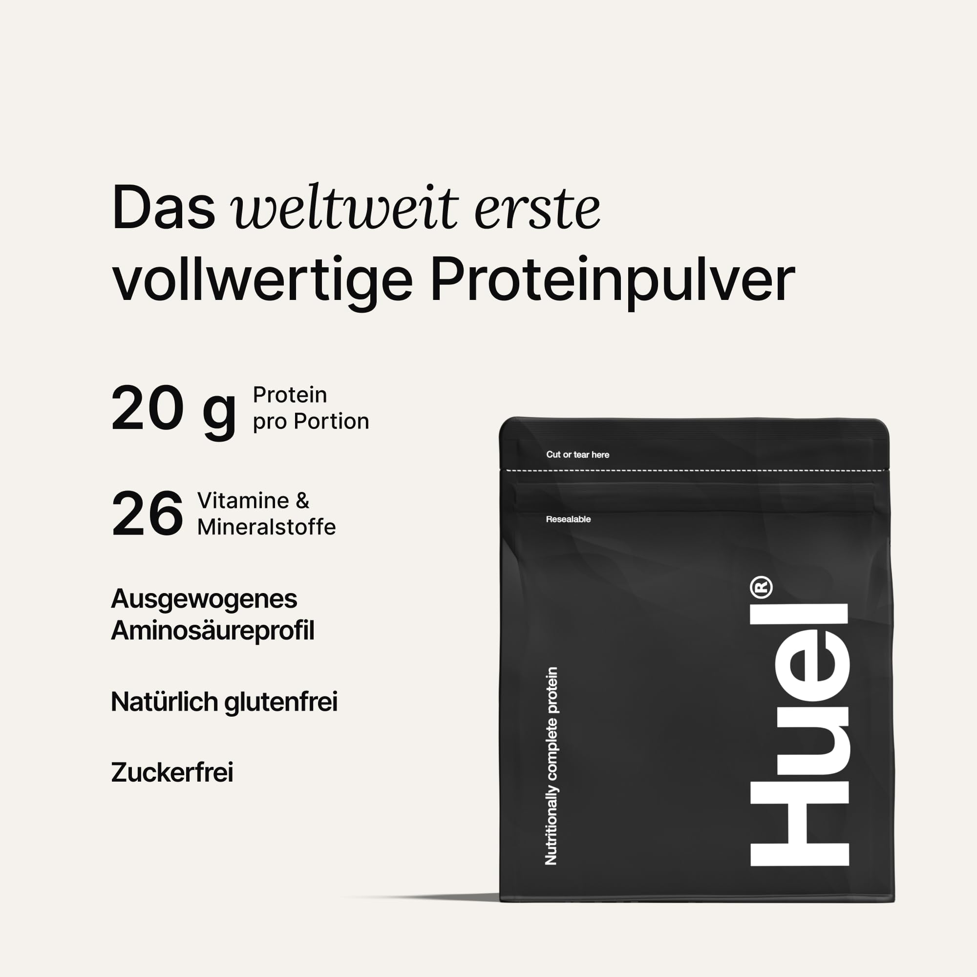 Huel Complete Protein Pulver, 26 Portionen, Vanille-Geschmack, 20 g Protein pro Portion, Veganes Proteinpulver, Glutenfrei, Ohne Soja, natürlich aromatisierter Protein Shake