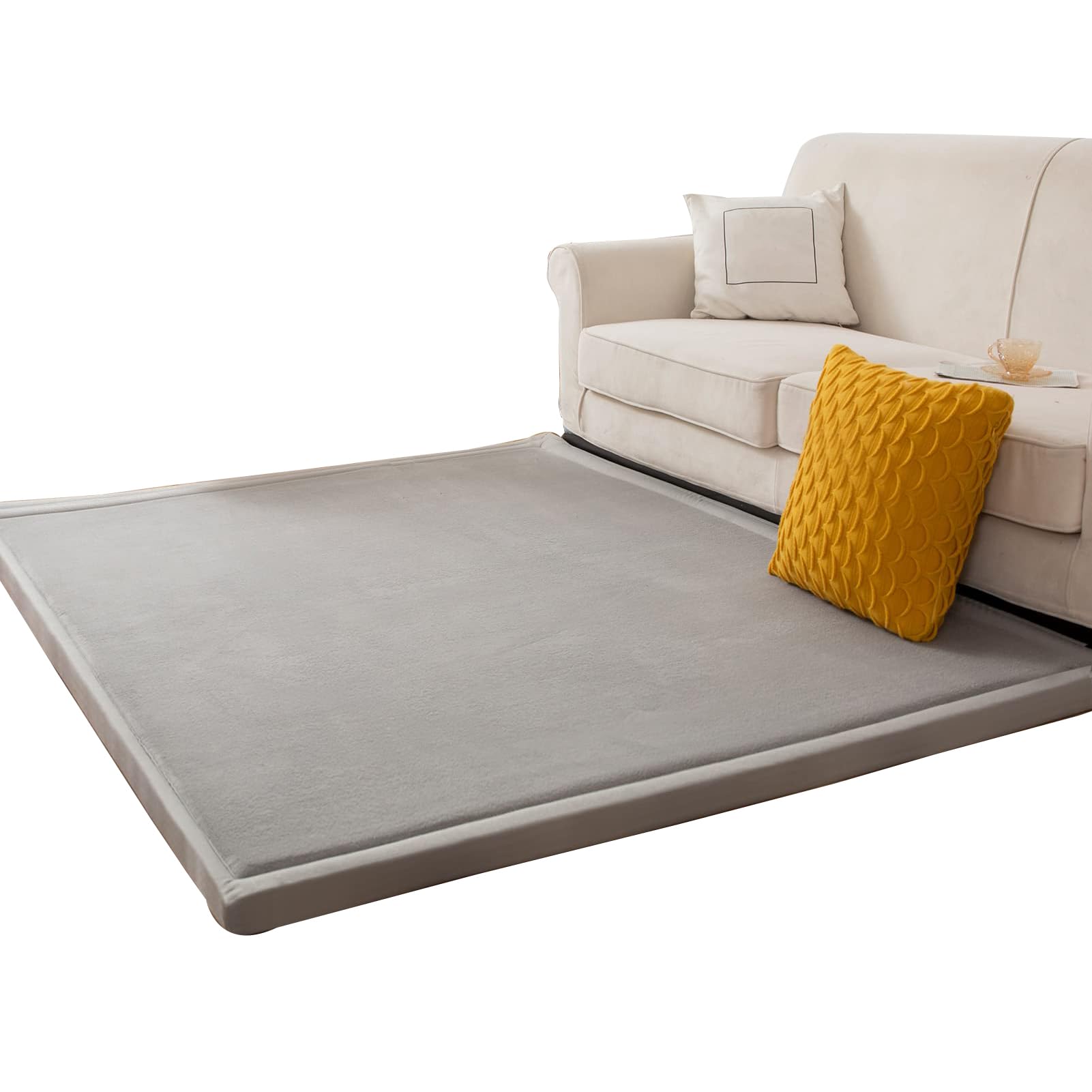 Coral Velvet Baby Play Mat Grey Anti-Slip Nursery Rug Soft Crawling Rugs Mat for Kids, Crawling Mat for Crawling & Playing, Short Pile Area Rugs for Living Room, Bedroom, Kids Room 60 x 160 cm
