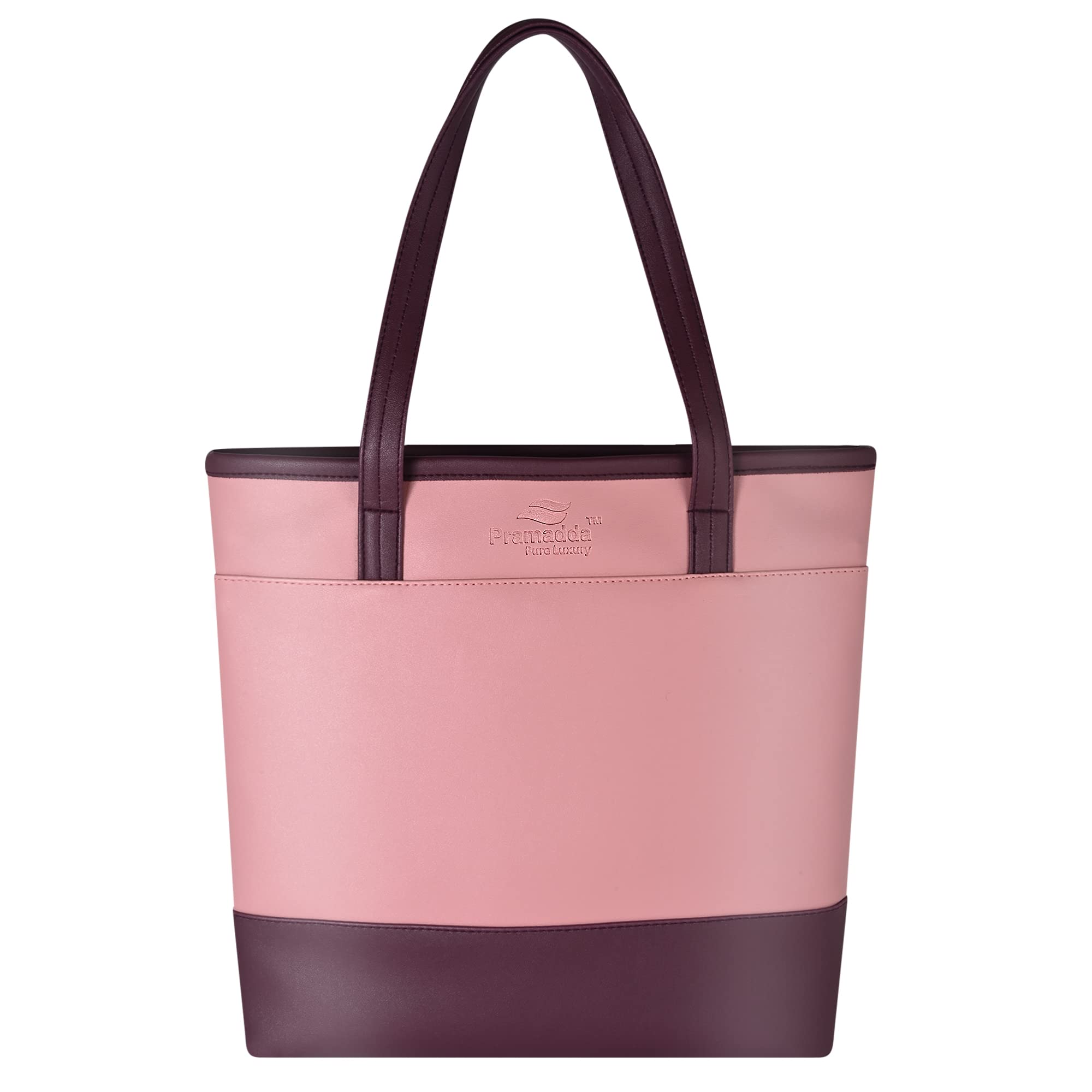 Pramadda Pure Luxury Elegant ITALIA Vegan Leather Tote Bag For Women | Shoulder Handbag For College Office Daily Use | Solid Dual Tone.