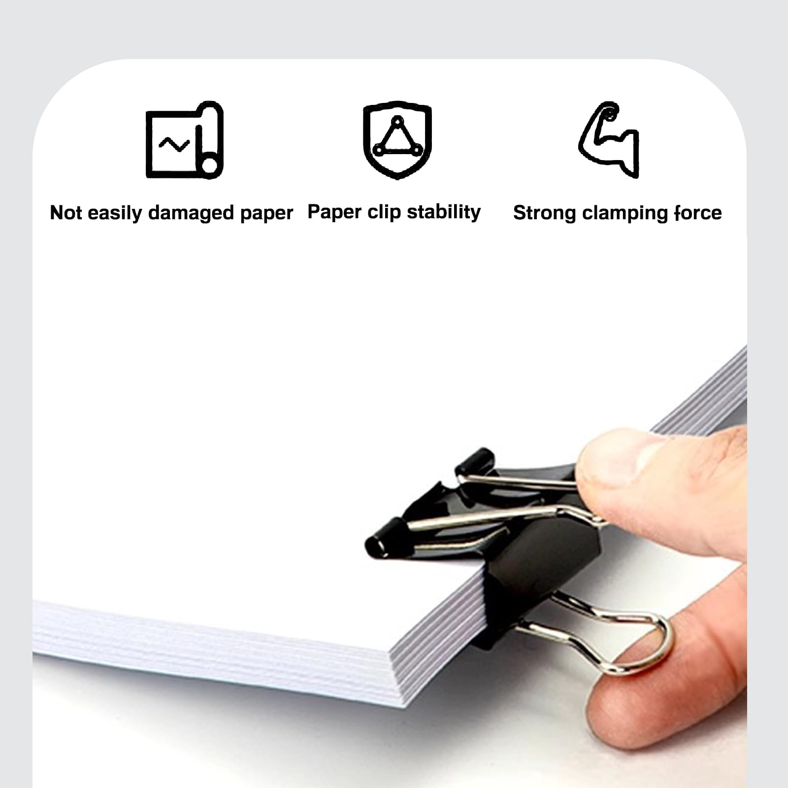 100pcs Binder Foldback Clips Assorted, Metal Paper Clamps Stationary Clips for Paperwork Bags, Office, Document, Teacher - Image 3