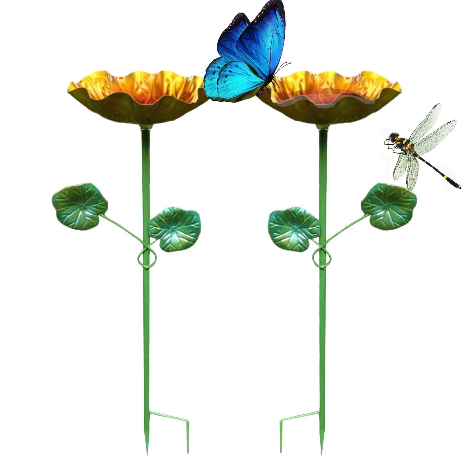 Baño de Aves de Exterior Bebedero Decorativo con Forma Floral | Recipiente Metálico Agua de Jardín Aves para Patio, Jardín, Césped, Colibríes, Abejas y Mariposas