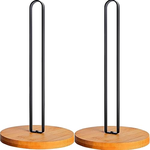 Miniatura 1 de Toallero de papel de madera, dispensador de toallas de cocina para encimera con base de madera antideslizante, soporte independiente para toallas de