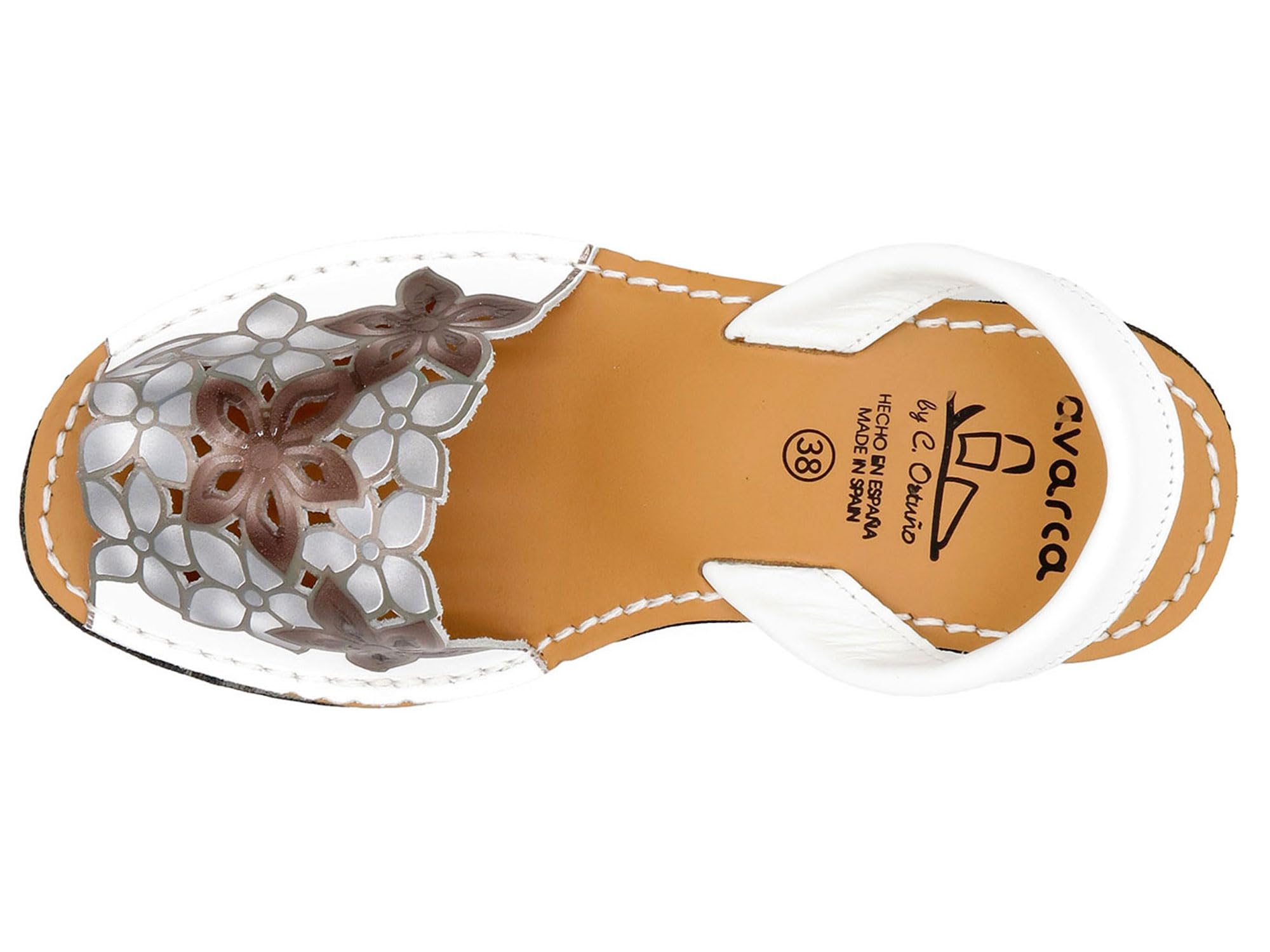 Avarca Mujer Sandalias Cuero Menorquina Tacón Cuña Verano Flores