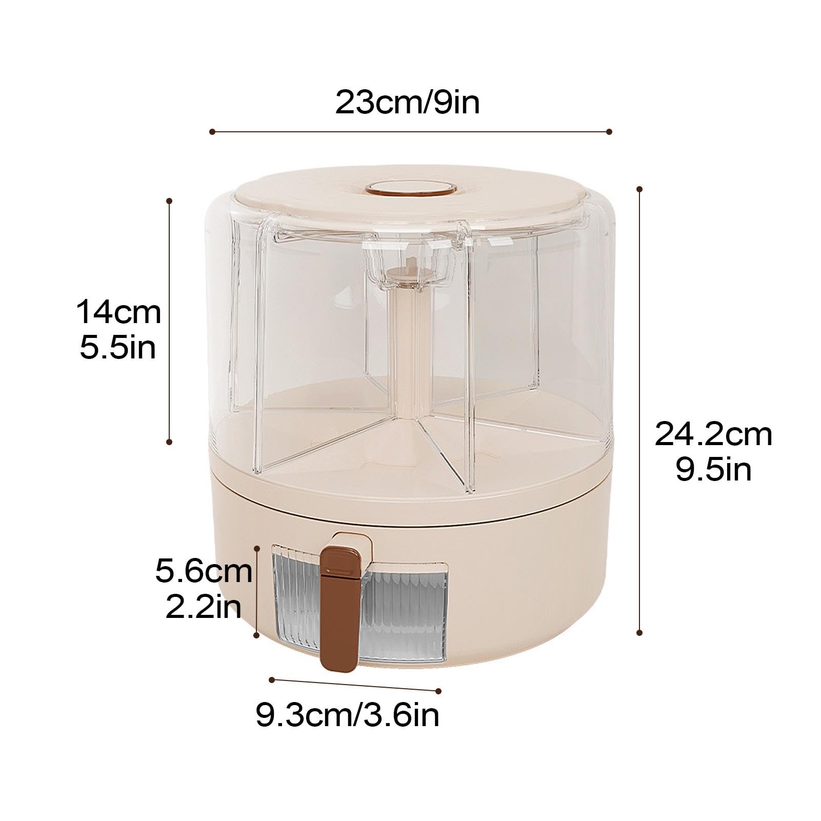 Dispensador de granos de cocina,Dispensador de almacenamiento de granos - Contenedor de alimentos secos desmontable de múltiples rejillas con rotación de 360 grados | Organización hermética para enc