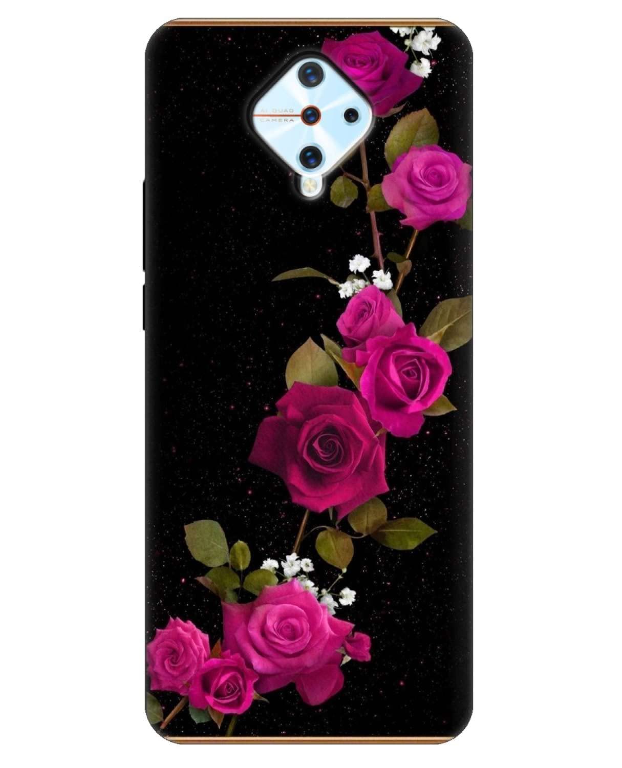 Samcase Pink Flowers Design Printed Soft Designer Mobile Back Cover for Vivo S1 Pro