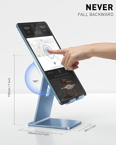 Miniatura 4 de Maxonar Soporte para tableta, nunca se cae hacia atrás Base de aluminio ajustable para escritorio compatible con teléfonos de pantalla de 4.7 a 12.9