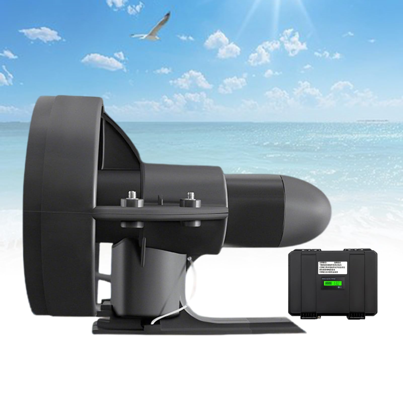ExoticaBlend Brushed Underwater Thruster Underwater Boat Motor Waterproof Brushed Power Thruster 3-4/4-5 kph Jet Boat Underwater Motor Thruster for Kayaks,Inflatable Boats,Paddle Boards 288W