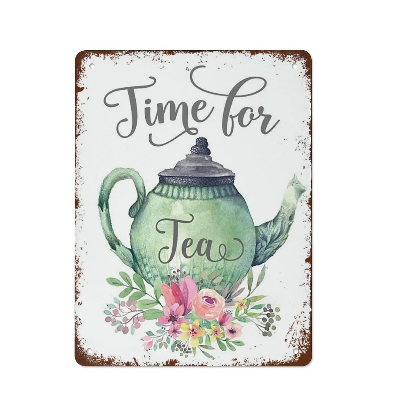 Yunking Style-738 Vintage Signs For Kitchen Time For Tea, But First Tea, Kitchen Decor, Tea Time, Always Time For Tea, Tea Print, Tea Tea,Teapot Kitchen Art For Garage Man Cave Shop Bar Decor Tin Sign 12X8 Inch