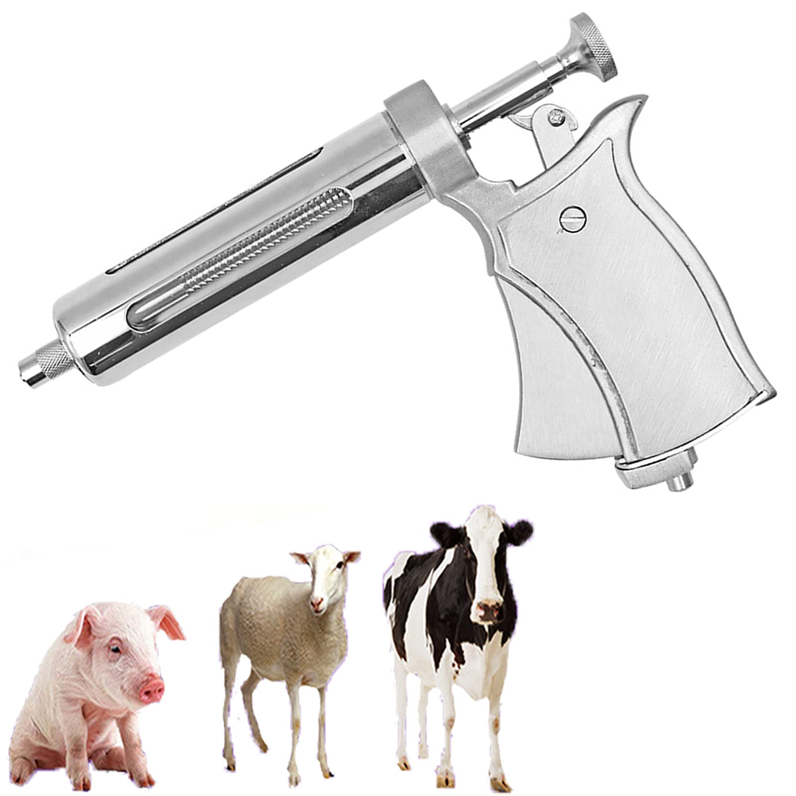 Siringa per bestiame, siringa regolabile semiautomatica riutilizzabile da 50 ml, forniture di laboratorio per medicina veterinaria del bestiame, strumenti veterinari per bestiame di mucca, capra, ma