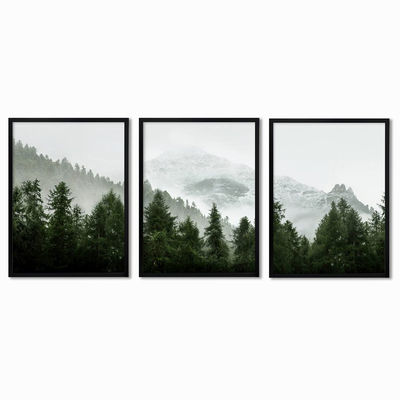 Americanflat 3 Piece Framed Triptych Green Mountain Mural by Tanya Shumkina TRI-SET-23-F1824並行輸入 - Americanflat 20x30 Poster Frame with Polished Front