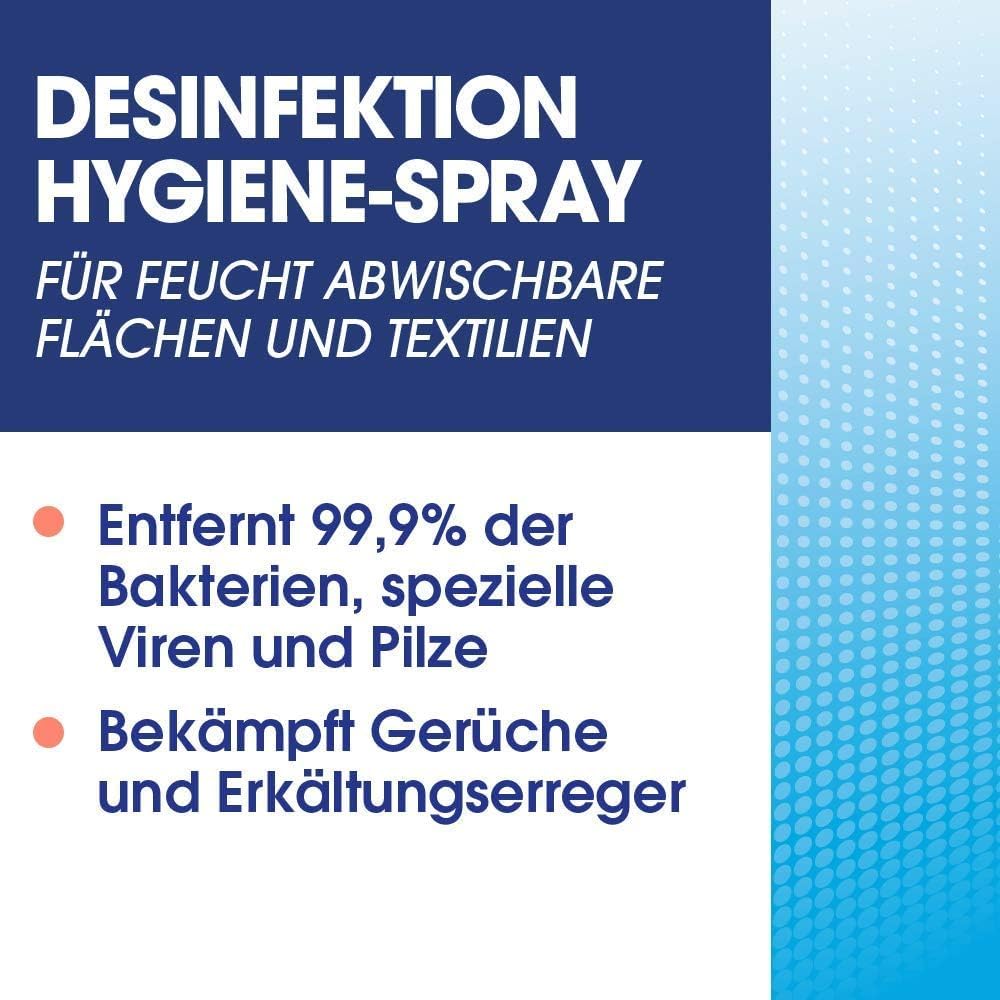 Sagrotan Hygiene-Spray (Aerosol) Desinfektionsspray (für Textilien und Oberflächen im Haushalt, Sprühflasche im praktischen Vorteilspack) 6 x 400 ml & Sagrotan WC- und Bad- Reinigungstücher, 60 Tücher
