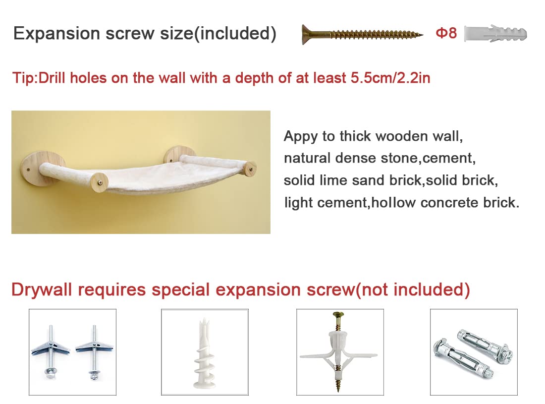 Estantes y camas de escalada para gatos, muebles para gatos montados en la pared con camas de franela suave (beige)