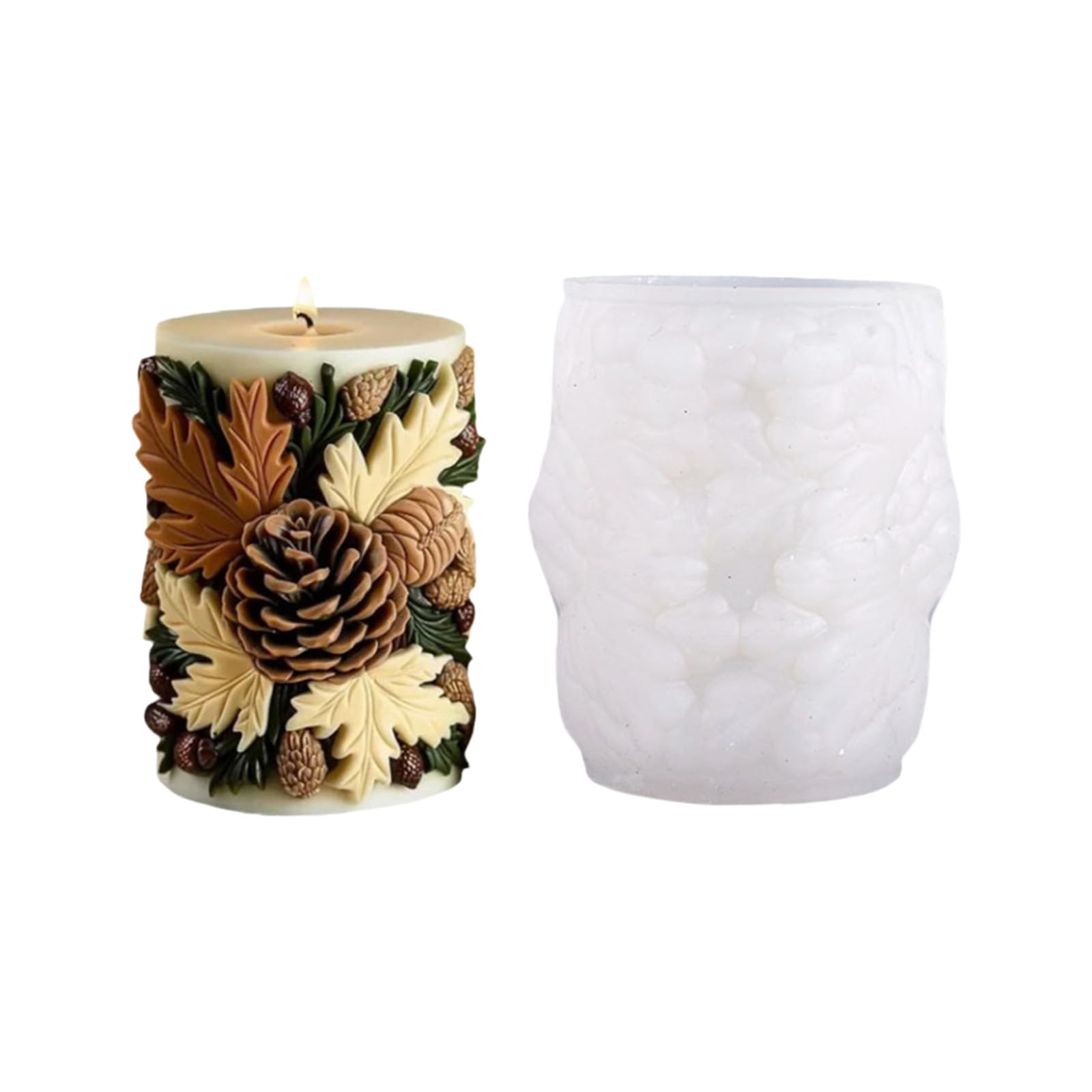 HZBB Christmas Pinecone Embossed Cylindrical Mold Heat Safe Silicone for Soap, Chocolate, Epoxy Resin Crafting Pinecone Mold Silicone