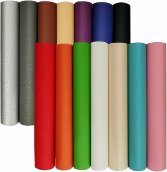 14 Pieces Faux Leather Sheets,8" x 12" A4 Solid Colors Soft PU Faux Leather Fabric Sheets for Bows,Leather Earrings Making DIY Craft,Keychains,Hair Accessories DIY Projects14 Colors