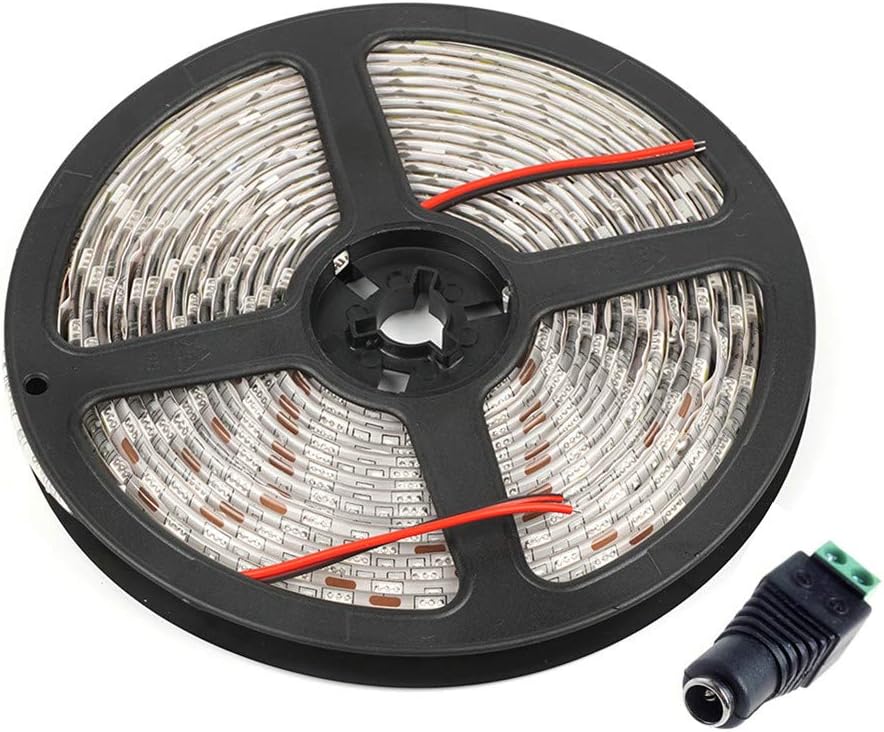 Velain12V LED Strip Light Warm White,16.4ft Waterproof Flexible Rope Light, 300LEDs SMD5050 Tape Ribbon Light for Home,Party,Under Cabinet, Bedroom,12V Power Supply Not Included