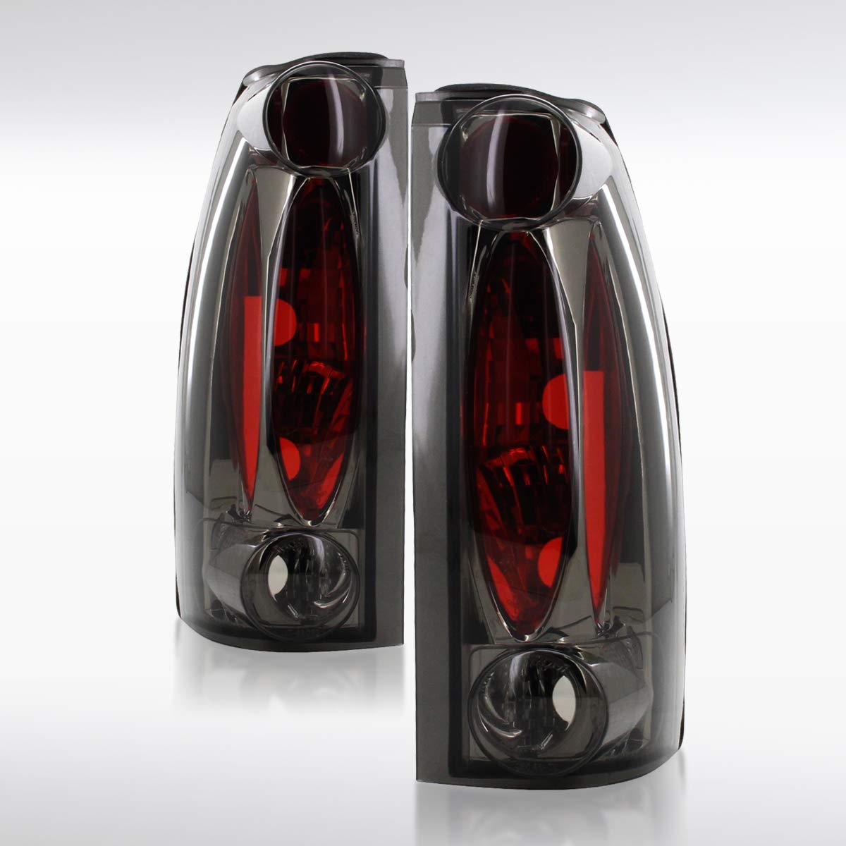 AUTOZENSATION Compatible with 1988-1998 Chevy C/K C10 1500/2500/3500, Silverado Sierra, Blazer Full Size, Suburban, Yukon, Tahoe, Left + Right Pair Assembly, Smoke Lens Tail Lights