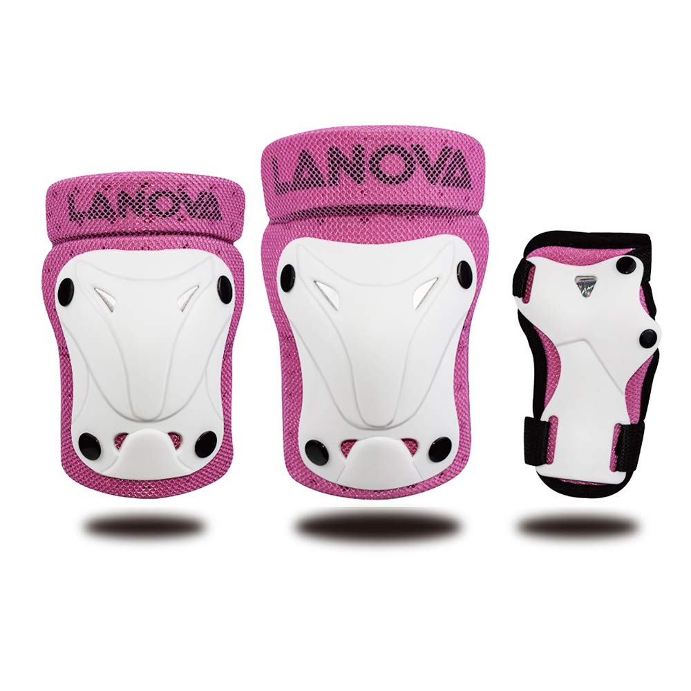 LANOVAGEAR Kids Knee Elbow Pads with Wrist Guards for Multi-Sports