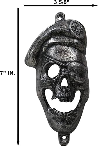 Miniatura 2 de Ebros Gift Aluminio plateado hueso escalofriante pirata bucanero calavera esqueleto pared cerveza botella abridor novedad escultura terrorífica