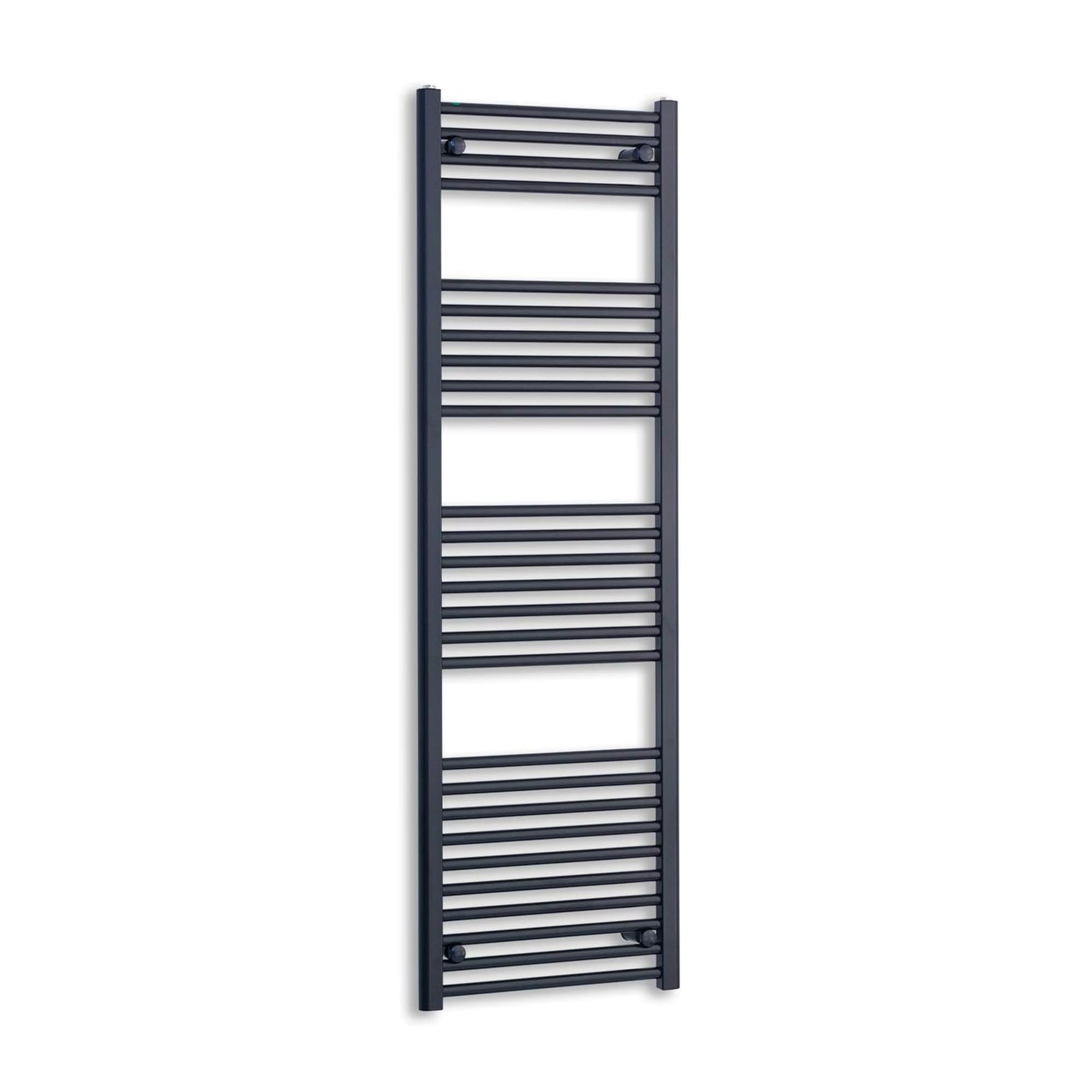 Companyblue Black Heated Towel Rail Radiator | Flat Ladder Bathroom Radiator | 600x1600mm