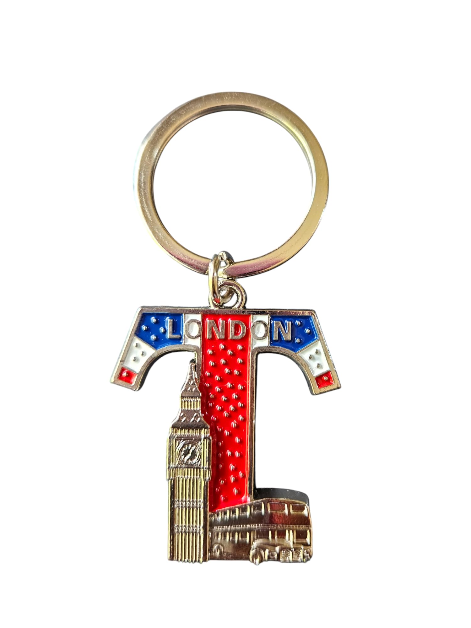 iPEAK Alphabet Keyring Name Initial Letter Keychain A to Z Souvenir Key Rings UK Landmark Gift (J)