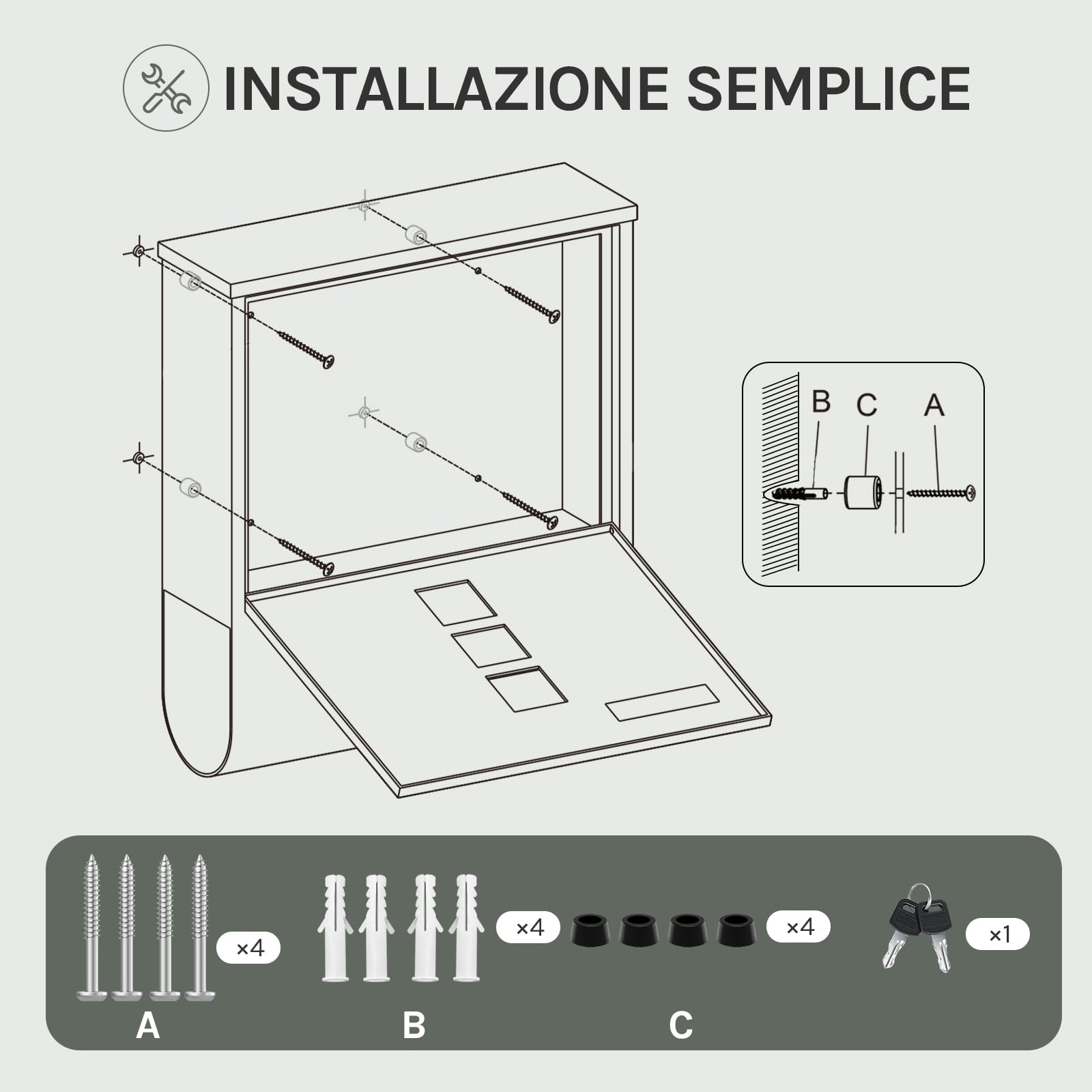 WOLTU Cassetta Postale, Cassetta Postale da Esterno con Finestre di Visualizzazione e Targhetta, Cassetta Lettere con Scomparto, Bianco, 37x10,5x37 cm