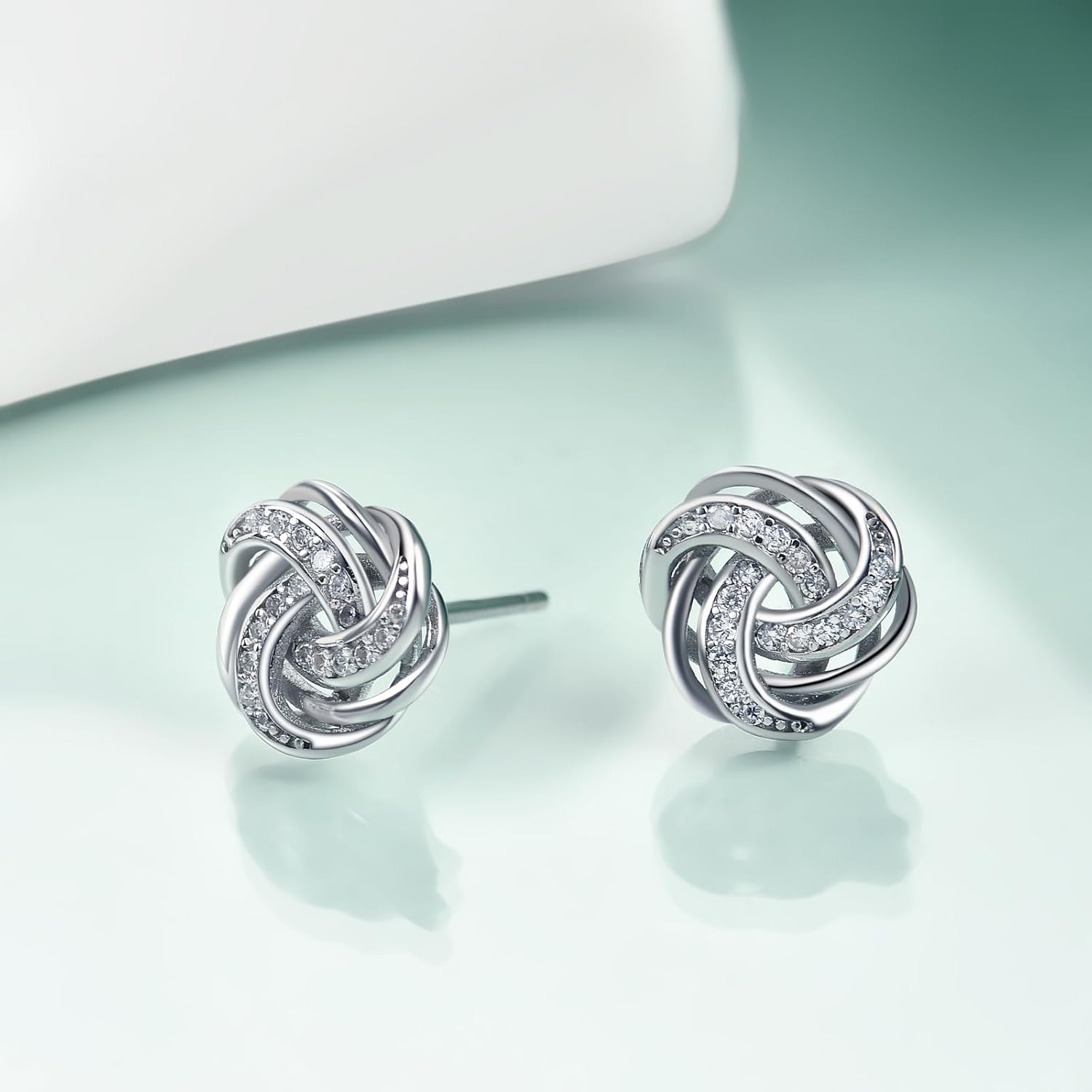 Rnivida 925 Sterling Silver Love Knot Stud Earrings, Hypoallergenic Knot Earrings for Women - Image 2