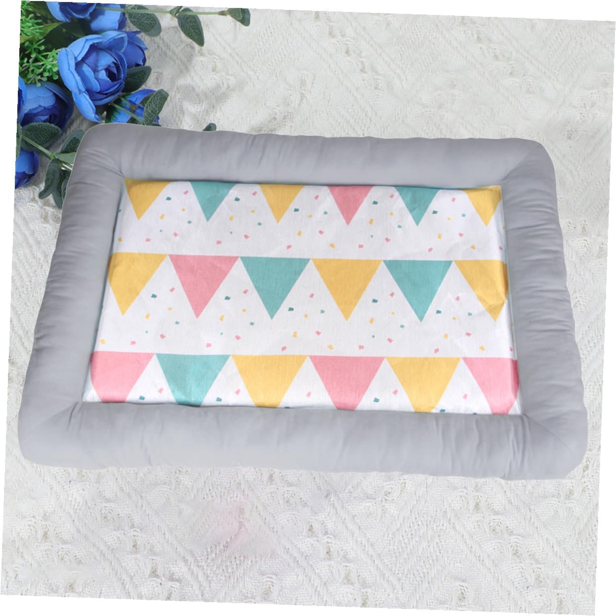 Pet Bed Thickened Ice Silk Cooling Pad with Anti-Slip Bottom Breathable Summer Nest for Dogs and Cats Soft Cushioning Mat and Grey