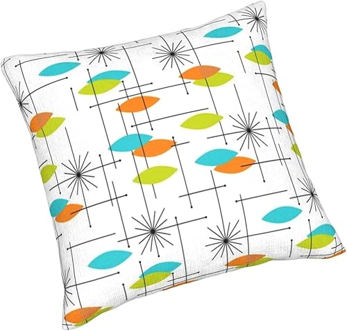 Miniatura 5 de Fundas de almohada de felpa con patrón atómico moderno de mediados de siglo, 2 unidades, fundas de cojín para sofá dormitorio, adecuadas para sofá,