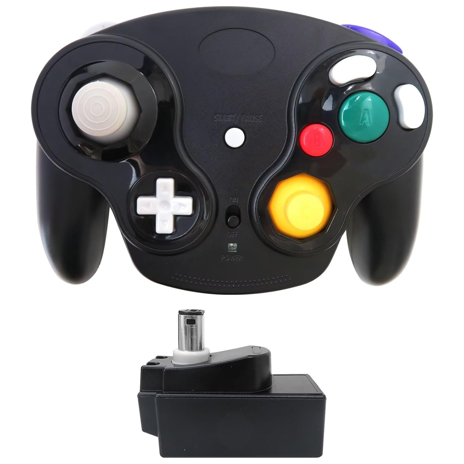 USonline911 Wireless Controller for NGC With Adapter Gamepad Replacement Fit for Nintend GameCube, Precision Control (BLack)