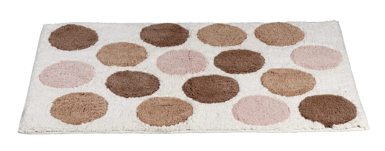 Wenko Tappetino Scendibagno Tibe 100% Cotone Biologico Certificato con Grandi Punti di Diversi Colori, Lato Inferiore Antisdrucciolo, Lavabile Fino a 40 °C, (L X P): 60 X 90 Cm