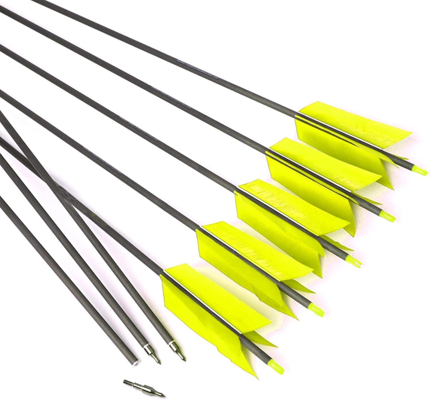 31" Carbon Arrows Target Flu-Flu Arrows Spine 500 Hunting and Target Practice Arrows with 4pcs Turkey Feathers for Small Game Hunting Shooting
