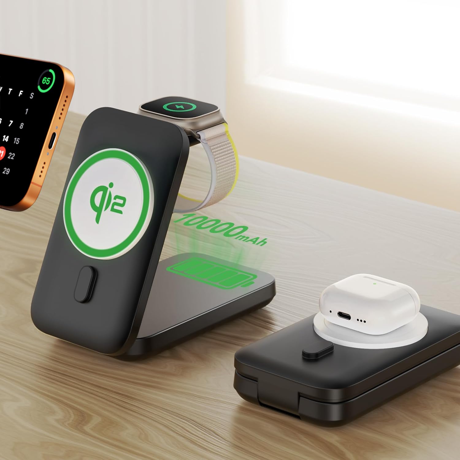 Amazon.com: Qi2 Power Bank,[Certified] 2 in 1 Charging Station