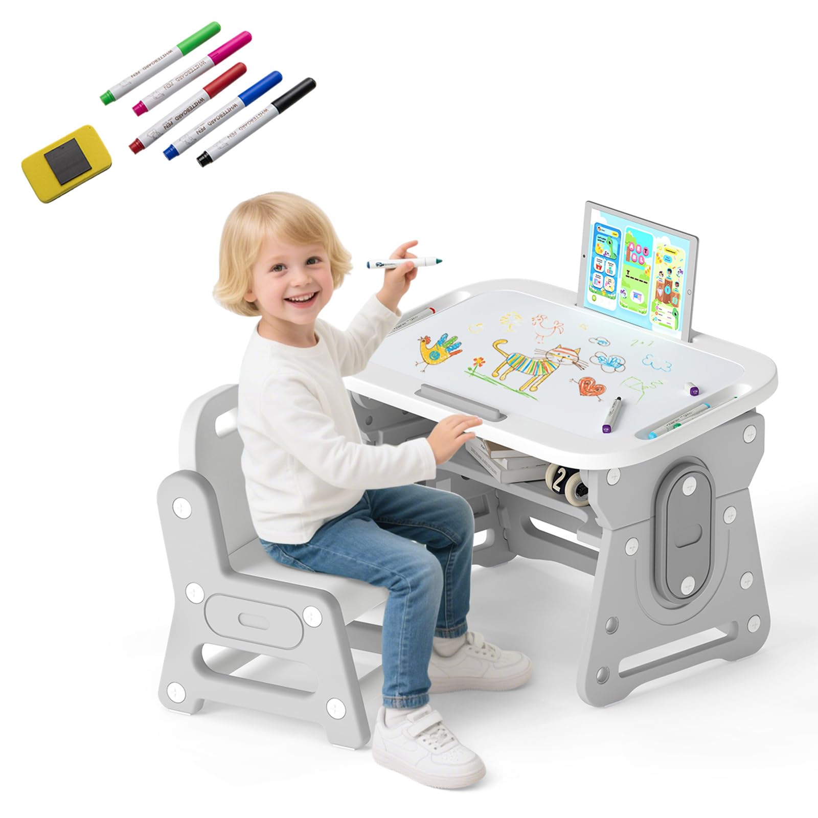 Amazon.com: Costzon Kids Table and Chair Set, Height Adjustable