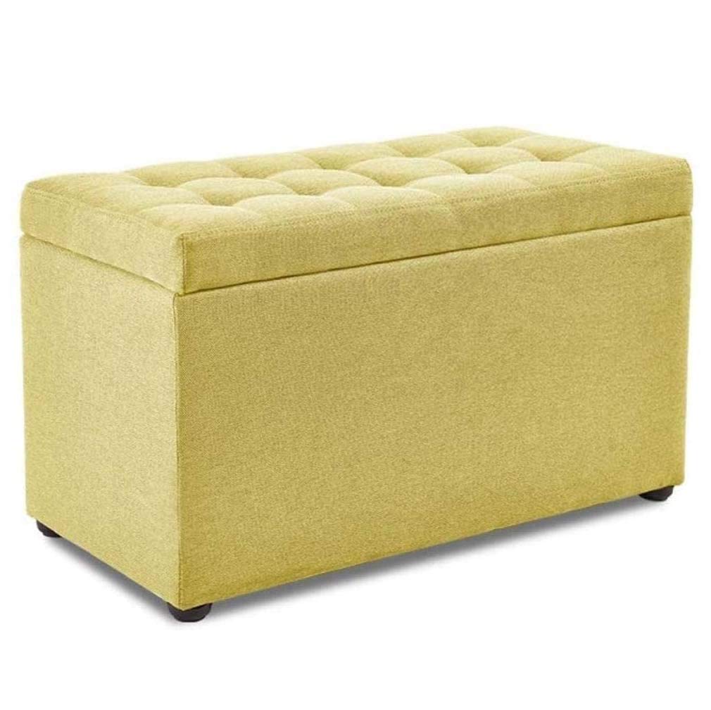 LMMIAOZ Portable Wooden Storage Stool Yellow Footrest Pouf for Living Room Bedroom & Outdoor Compact Foot Stool for Small Spaces - Versatile & Stylish Design