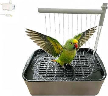 Automatic Parakeet Bird Bath with Pump,Adjustable Water Flow & Parrot Shower,USB Powered Bird Fountain Bathtub for Cage,Quiet Circulating Water System for Budgie,Lovebird S