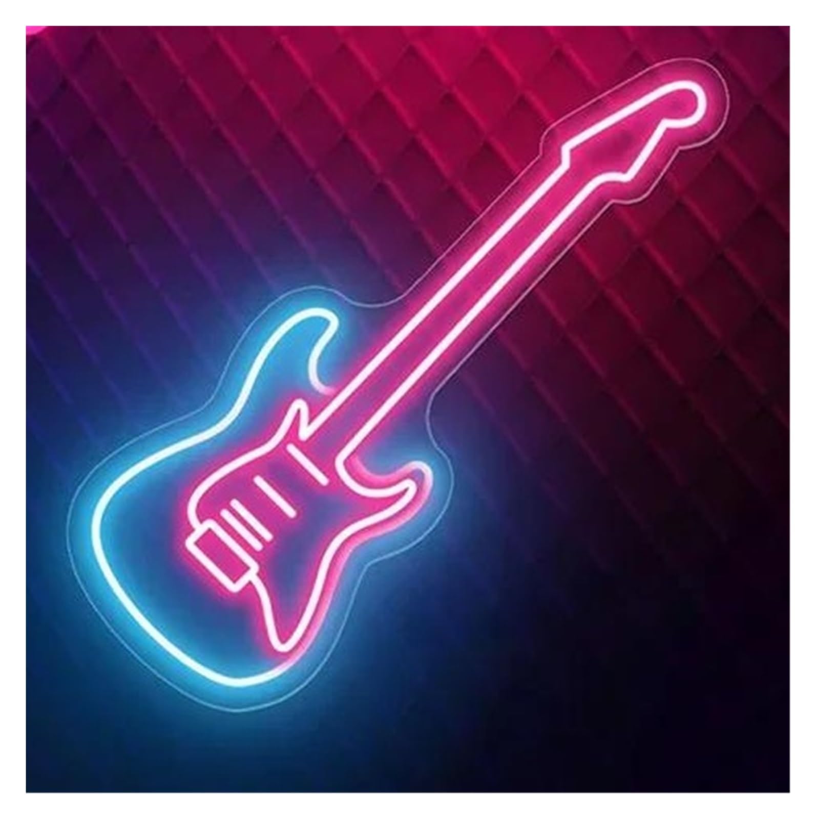 SHOUXI Sign Lamp Electric Guitar Neon Sign Beer Bar Music Room Decoration Music 50X16cm(B)