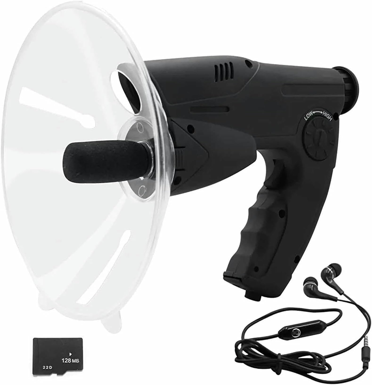 Appareil D'écoute Microphone Parabolique Amplificateur De Son D'enregistrement Monoculaire Appareil D'écoute Bionique d'oreille D'espion (Carte TF D'écouteur Incluse)