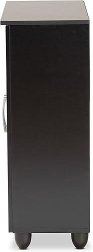 Miniatura 6 de Baxton Studio Zapatería Renley, negro/plateado