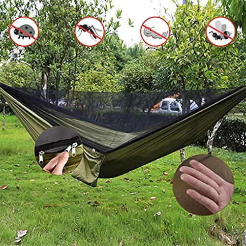 Wodoodporny hamak kempingowy z moskitierą – nylon Oxford 400D lekki i przenośny sprzęt outdoorowy do wędrówek, podróży i niezawodna ochrona przed warunkami atmosferycznymi