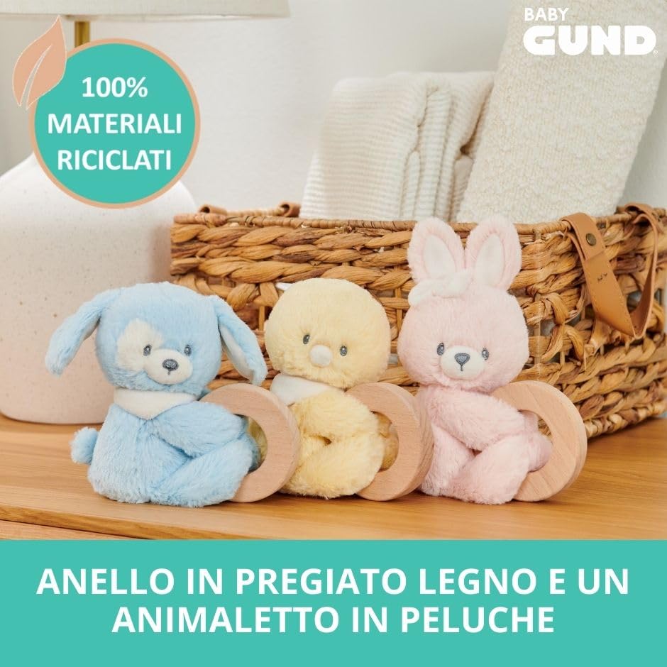 GUND Sonaglio Ad Anello Per Bebè, Cucciolo Blu In Materiale Riciclato, 25,4 Cm, Sostenibile