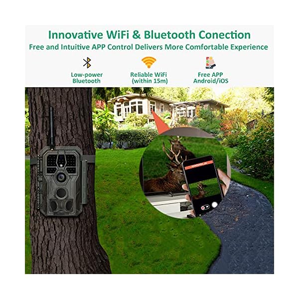 GardePro E8 Wildkamera WLAN mit App 64MP H.264 1296P Video, 27m Infrarot Nachtsicht Bewegungsmelder Wildtierkamera WiFi Handyübertragung, 0,1s Schnelle Trigger, IP66 – Bild 3