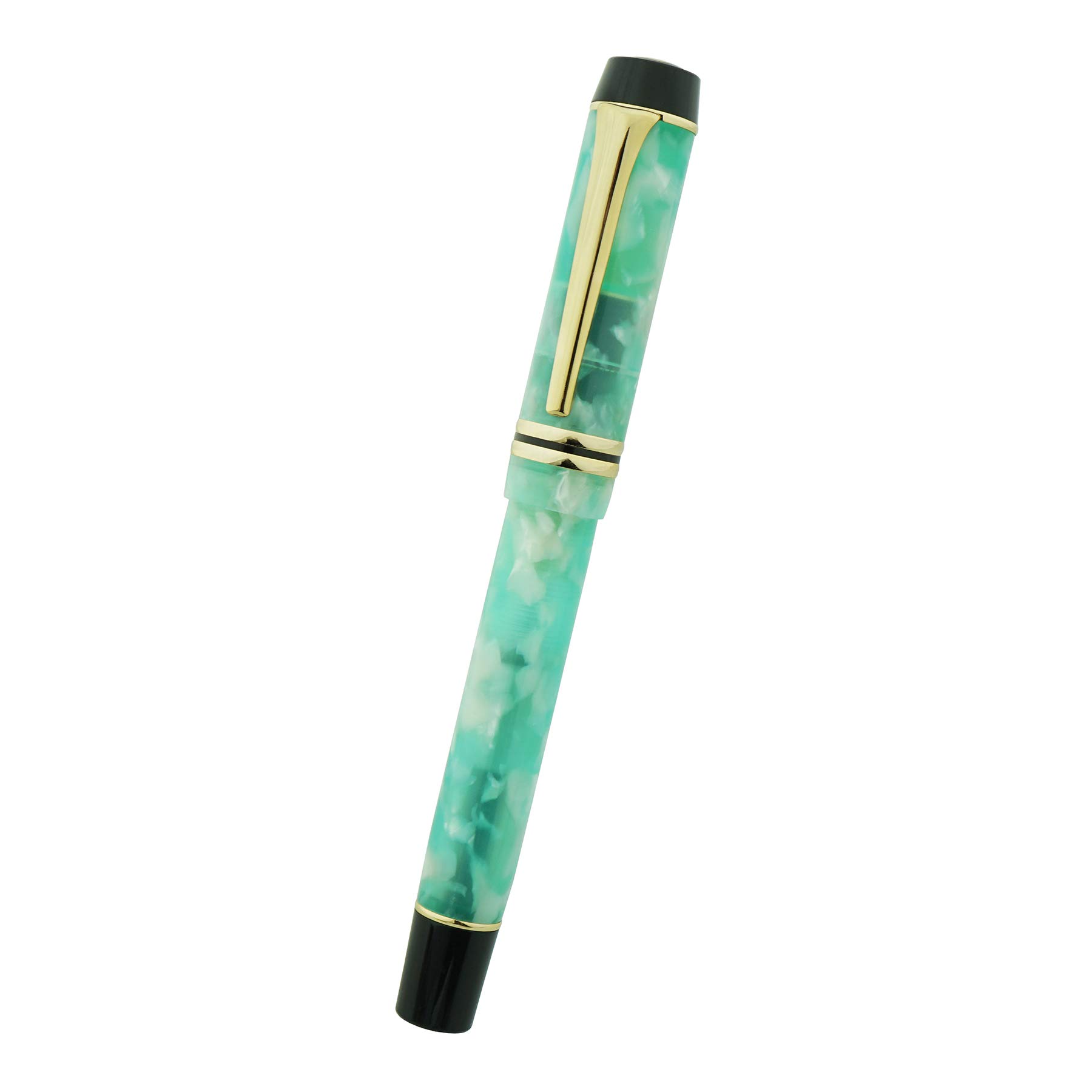 AsvineKaigelu 316 Light Green Acrylic Celluloid Fountain Pen, Iridium Medium Nib Classic Pen with Ink Converter
