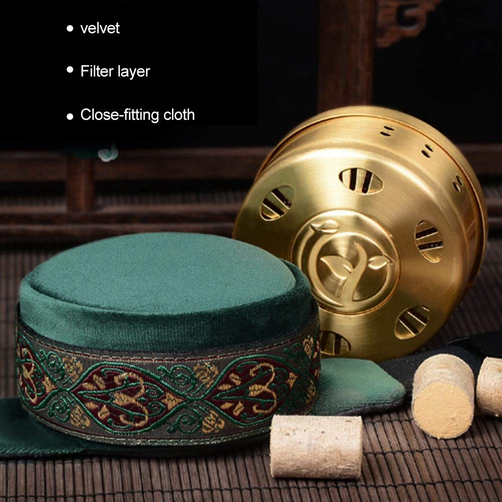 Canyite Copper Moxa Box, herramienta de acupresión de moxibustión, con bolsillo ajustable Caja de terapia de tratamiento de moxibustión para alivio del dolor de la artritis de la rodilla, el cuello