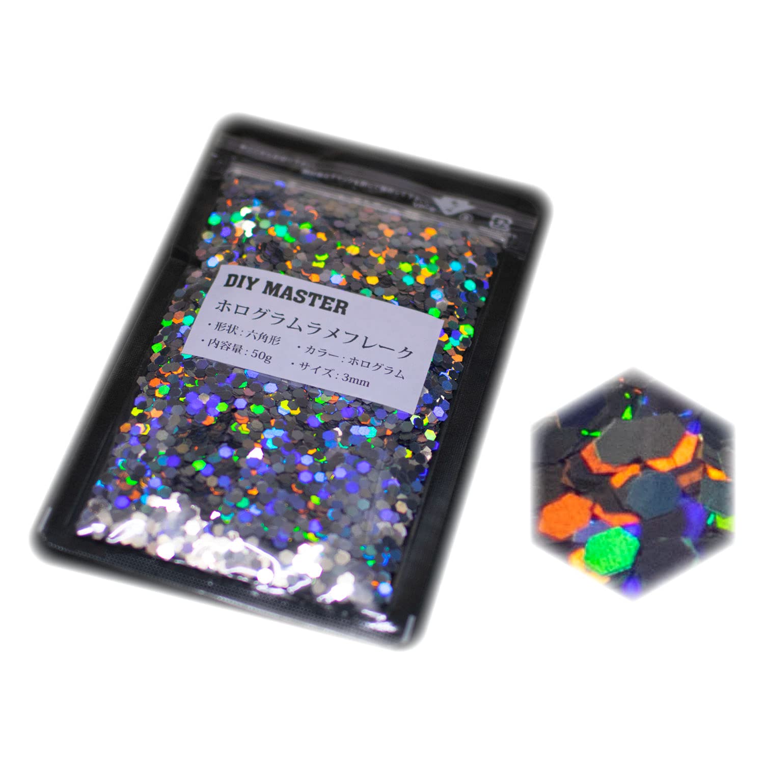 Amazon | DIY MASTER ホログラム ラメ フレーク 3mm 50g | DIY MASTER