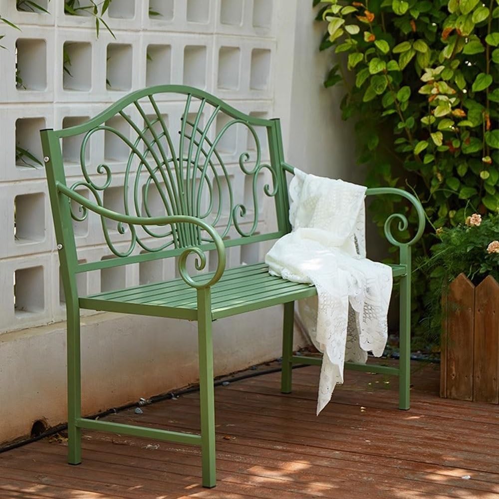 panca da giardino Panca doppia da giardino, balcone interno con sedia in ferro con schienale, posti a sedere for il tempo libero all'aperto mobili da giardino