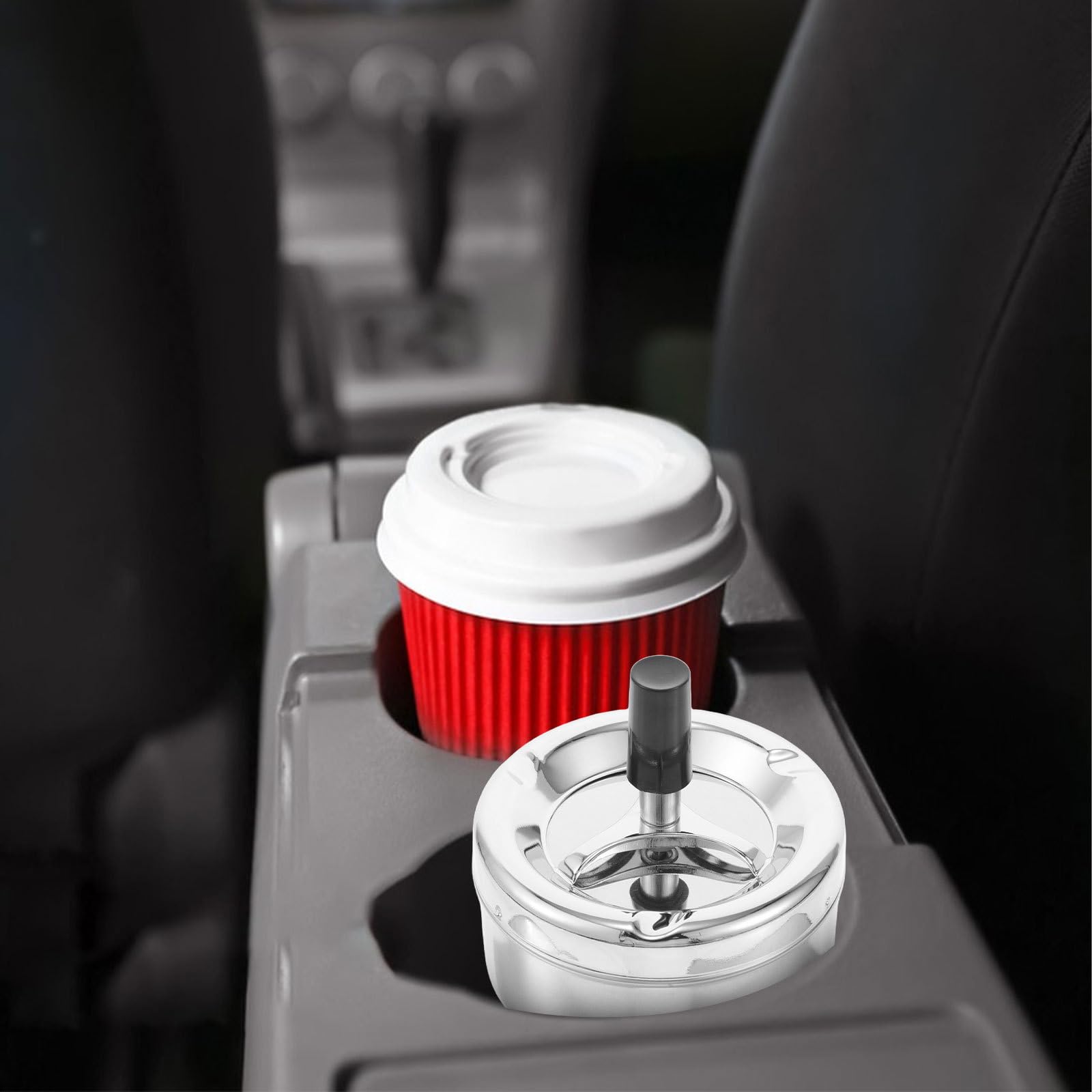 Runder Rauchfreier mit Deckel Drehbarer Aschenbecher aus Eisen Automatische Zigarettenauslöschung und Stilvolles Design Desktop Aschenbecher für Innenbereich