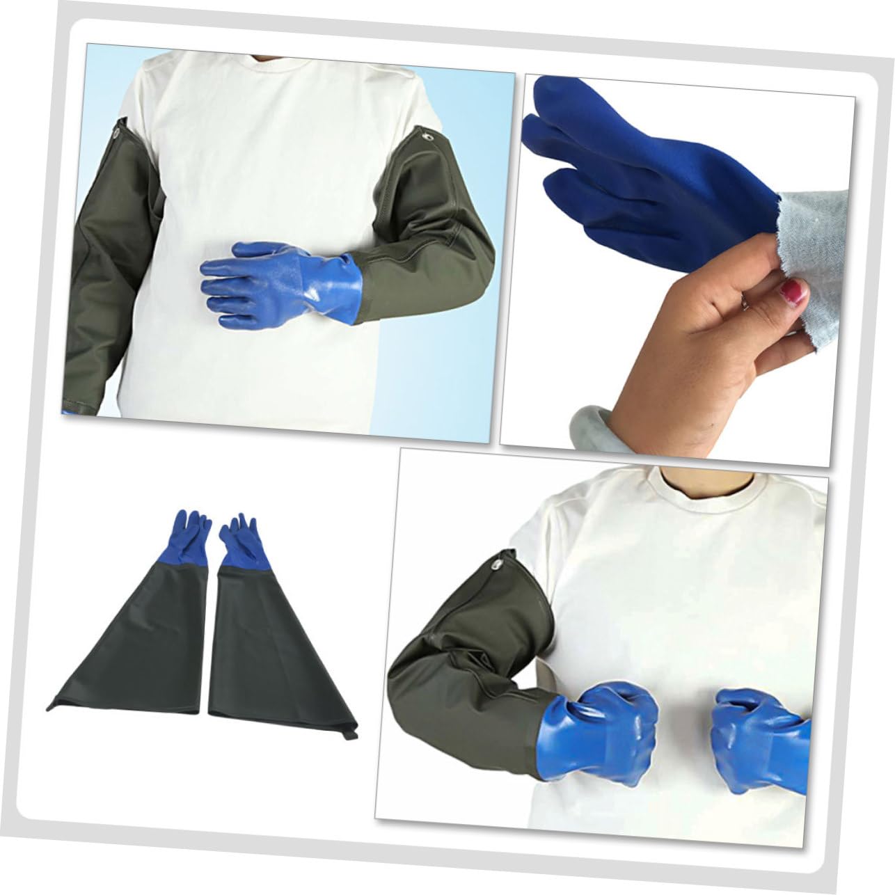 Homoyoyo Guantes Impermeables y Antideslizantes de Protección Industrial de Pvc Resistentes al Aceite y Ácidos para Uso en Industria y Operación de Maquinaria