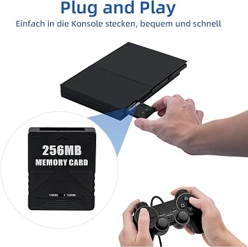 256 MB Memory Card for PS2 High Speed Memory Card Compatible with PlayStation 2 and PS2 Slim 2 x 128 MB with Selector Switch Black