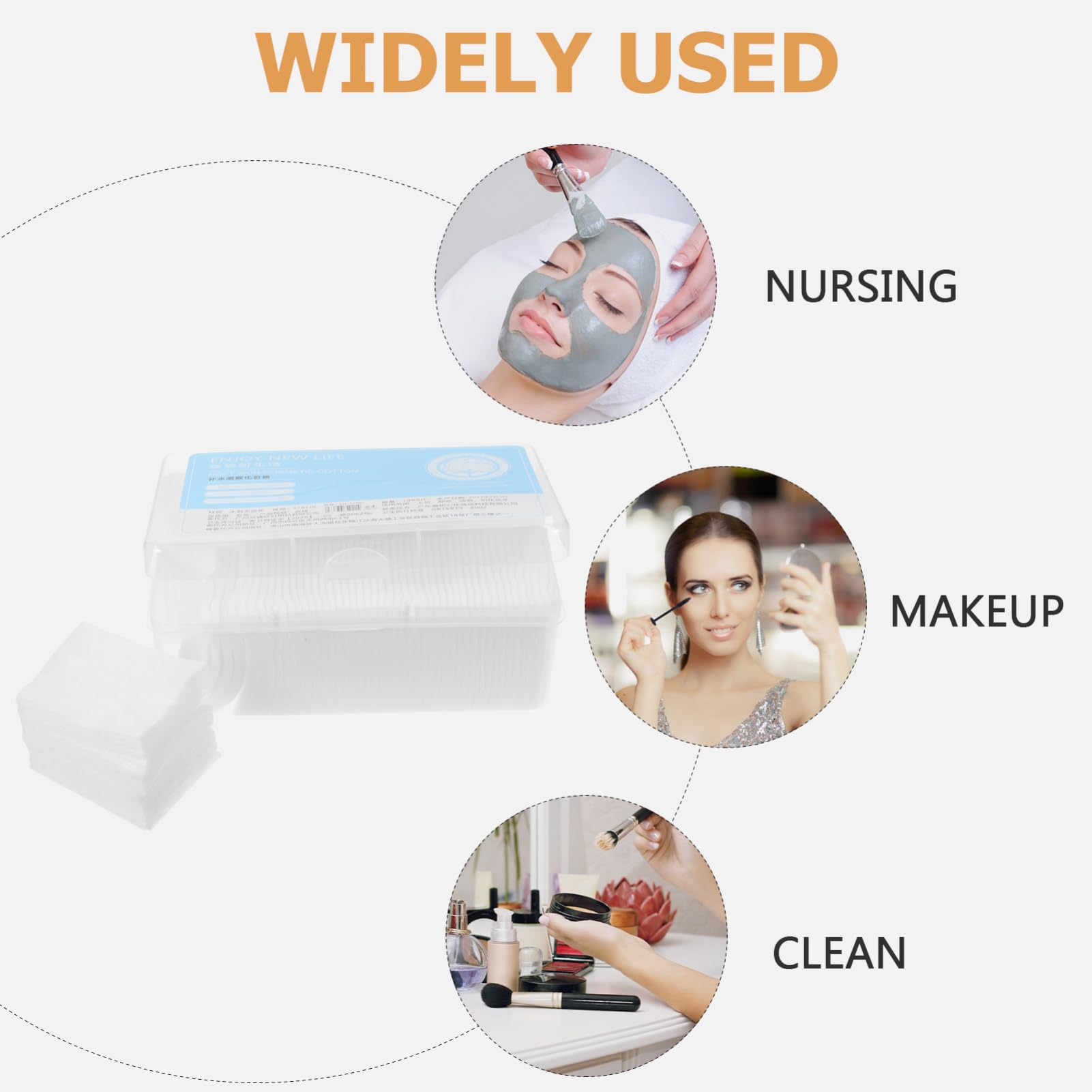 NOLITOY 2sets Reusable Non-Woven Makeup Rounds Pads Nail Polish Remover Facial Pads for Women 1080pcs*2